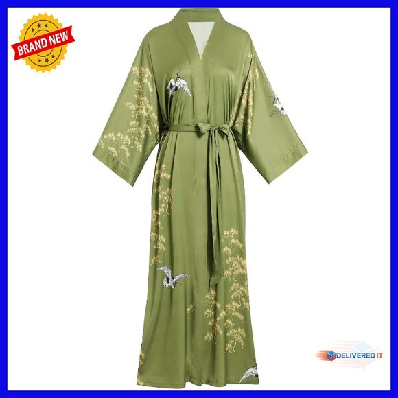 Silky Kimono Robe Women's Lightweight Long Floral Japanese Style